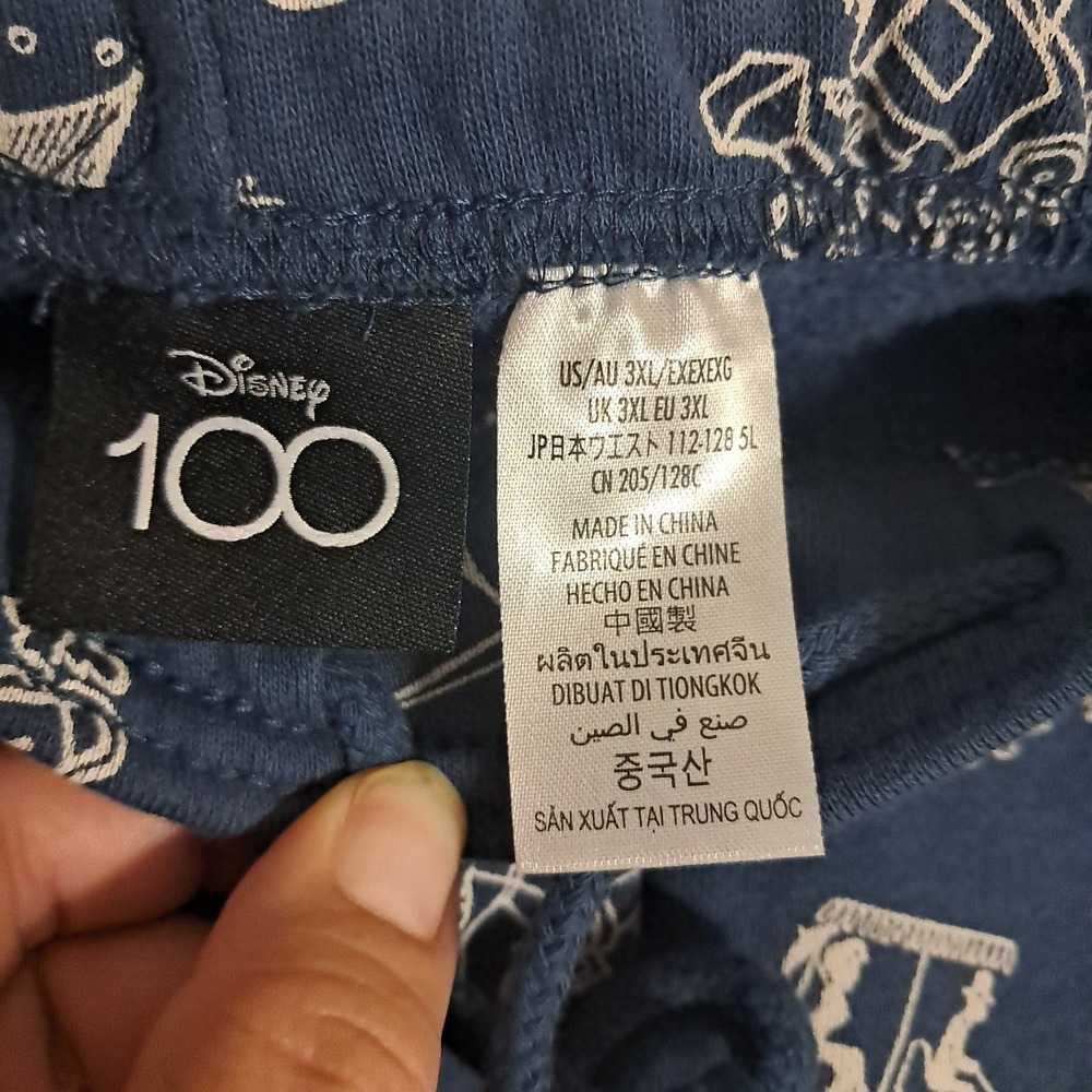 Disney 100 Era Sweatpants Trousers Men's 3XL Spellout All Over Print Puff Blue - Picture 7 of 13